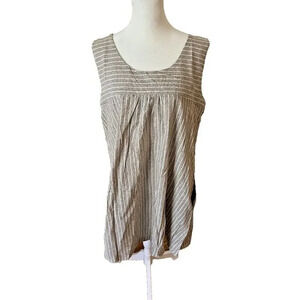 Large Hayden Brand NWT Brown‎ White Stripped Cotton Guazy Casual Sheath Dress